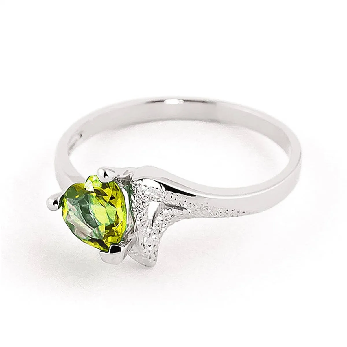 0.6 Carat 14K Solid White Gold Ring Natural Peridot