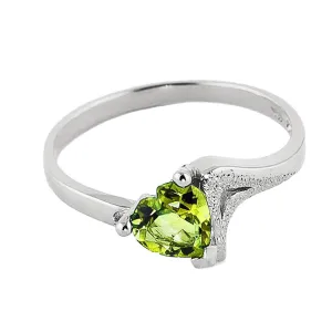 0.6 Carat 14K Solid White Gold Ring Natural Peridot