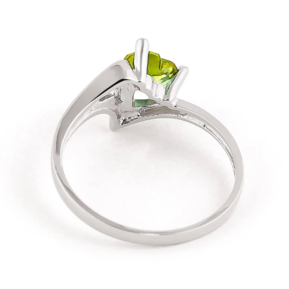 0.6 Carat 14K Solid White Gold Ring Natural Peridot