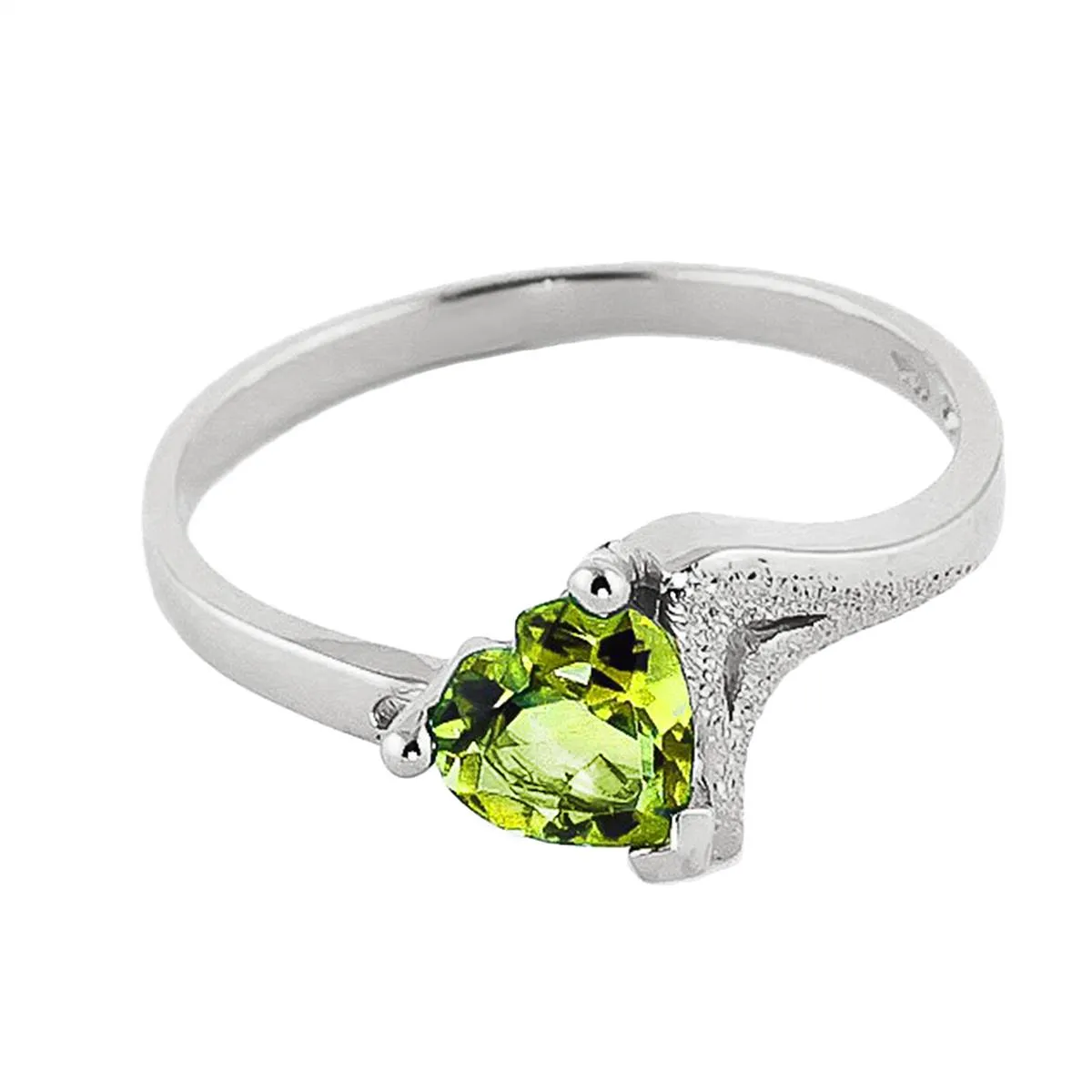 0.6 Carat 14K Solid White Gold Ring Natural Peridot