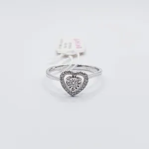 .09ctw Dainty Heart Halo Diamond Ring /Engagement Ring 14K White Gold