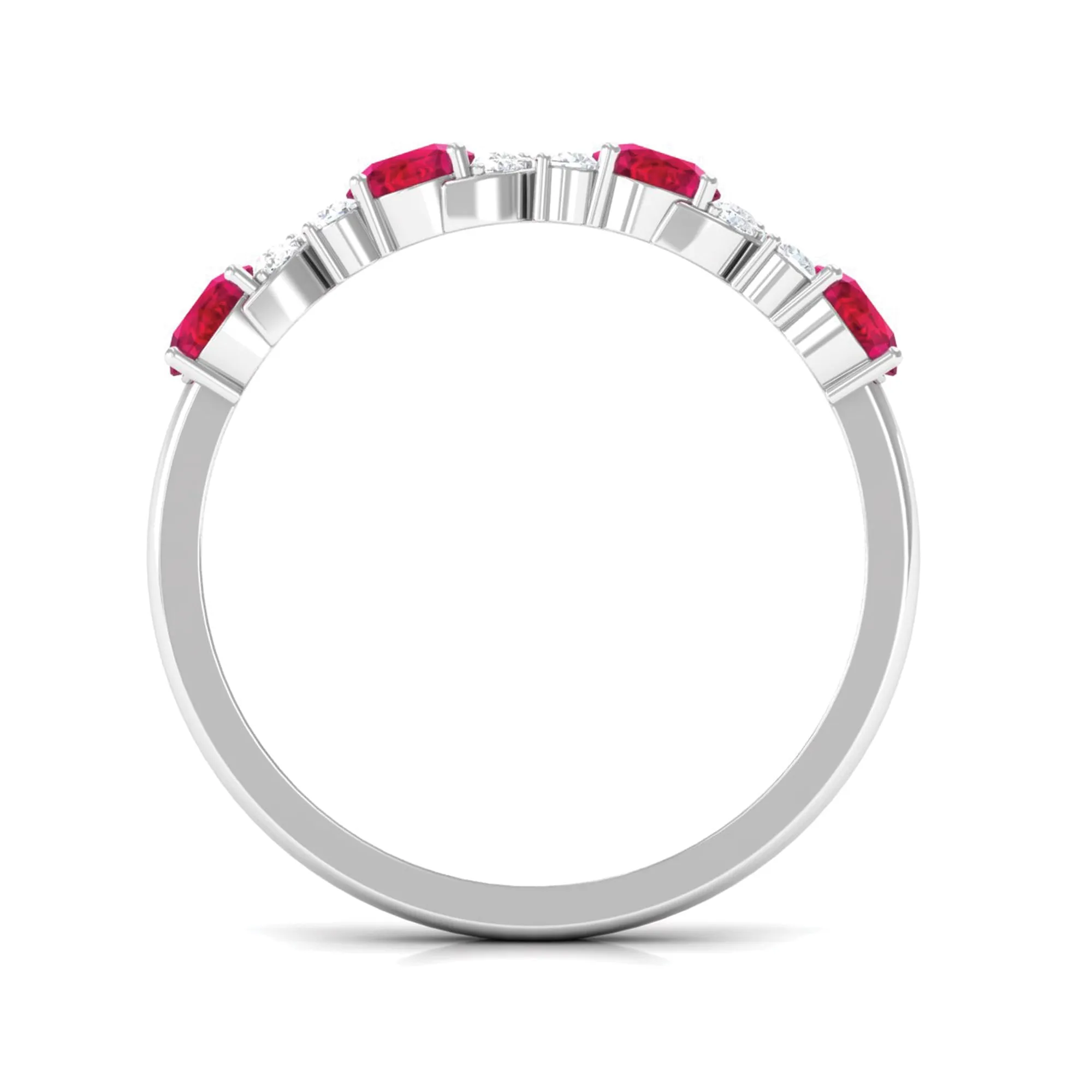 1 CT Elegant Created Ruby and Diamond Half Eternity Ring