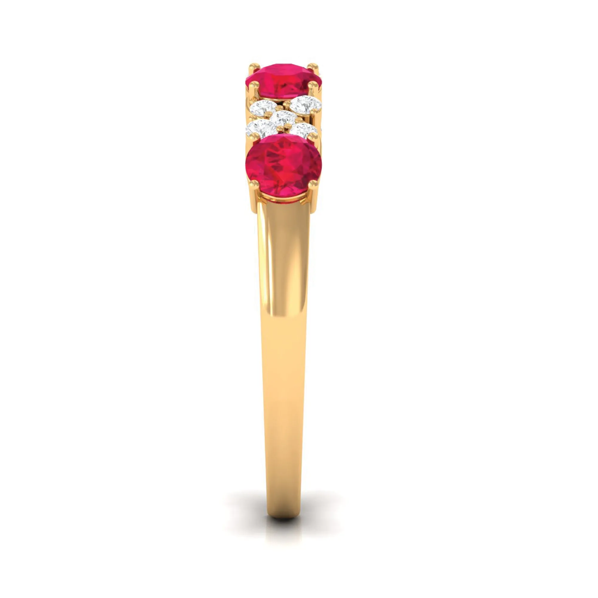 1 CT Elegant Created Ruby and Diamond Half Eternity Ring