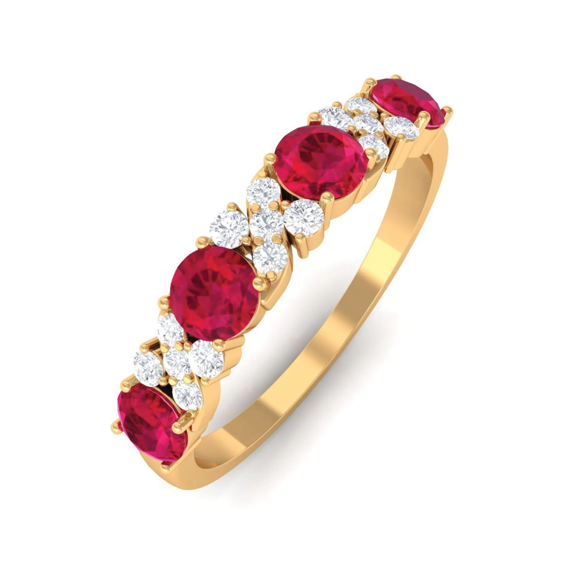 1 CT Elegant Created Ruby and Diamond Half Eternity Ring