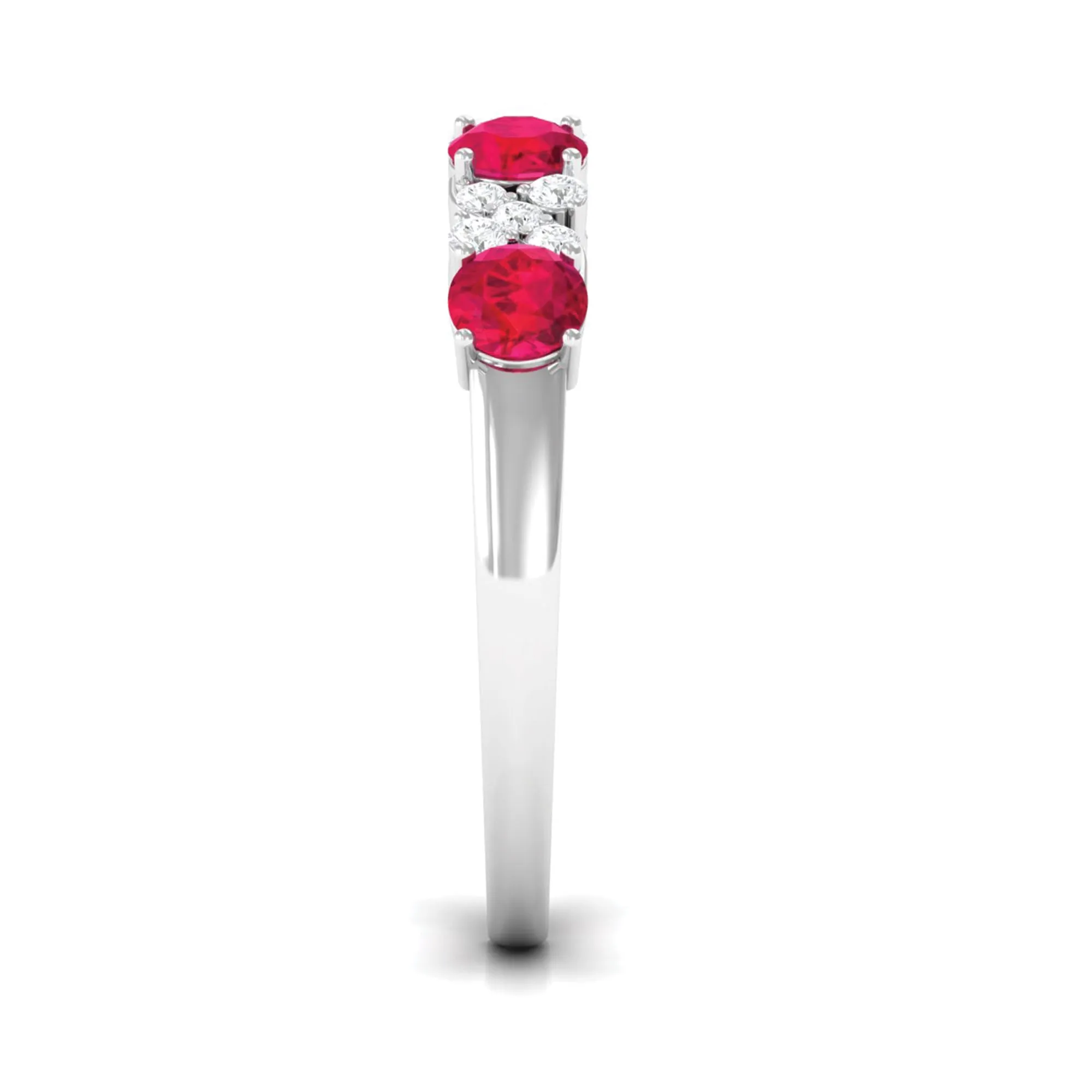 1 CT Elegant Created Ruby and Diamond Half Eternity Ring