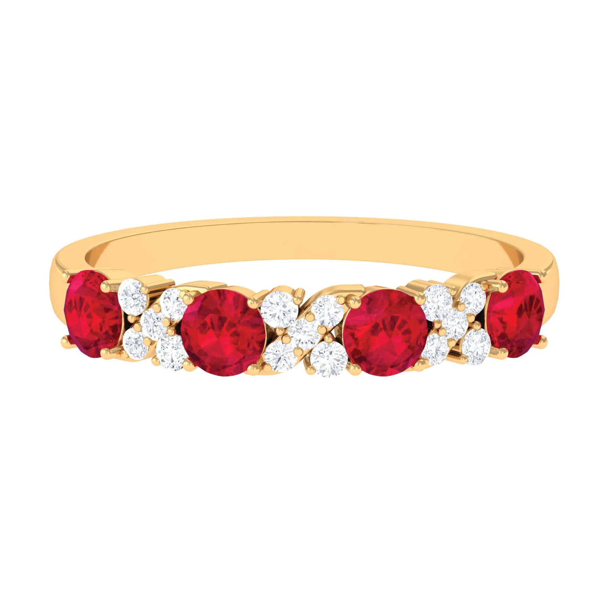1 CT Elegant Created Ruby and Diamond Half Eternity Ring