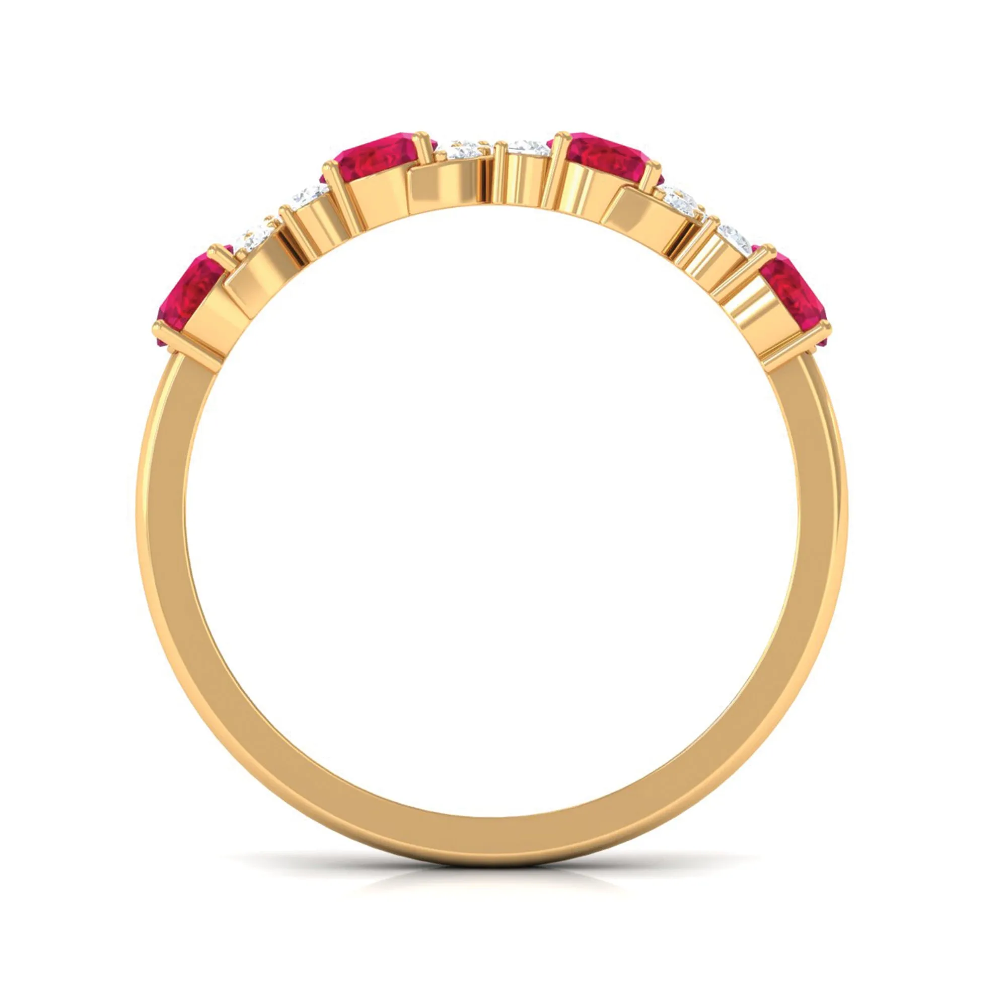 1 CT Elegant Created Ruby and Diamond Half Eternity Ring