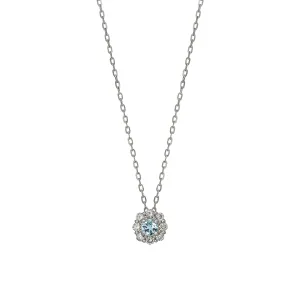 10K Aquamarine Diamond Necklace (White Gold)