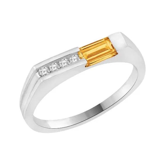 10K White Gold Diamond Band with Baguette Green Peridot