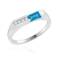 10K White Gold Diamond Band with Baguette Green Peridot