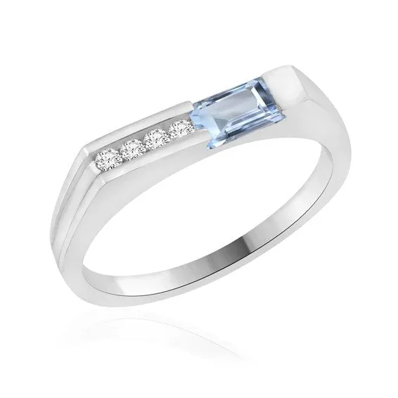 10K White Gold Diamond Band with Baguette Green Peridot