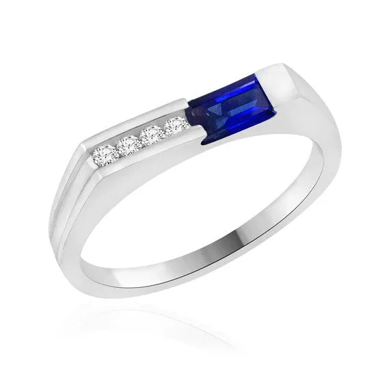 10K White Gold Diamond Band with Baguette Green Peridot