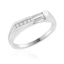 10K White Gold Diamond Band with Baguette Green Peridot