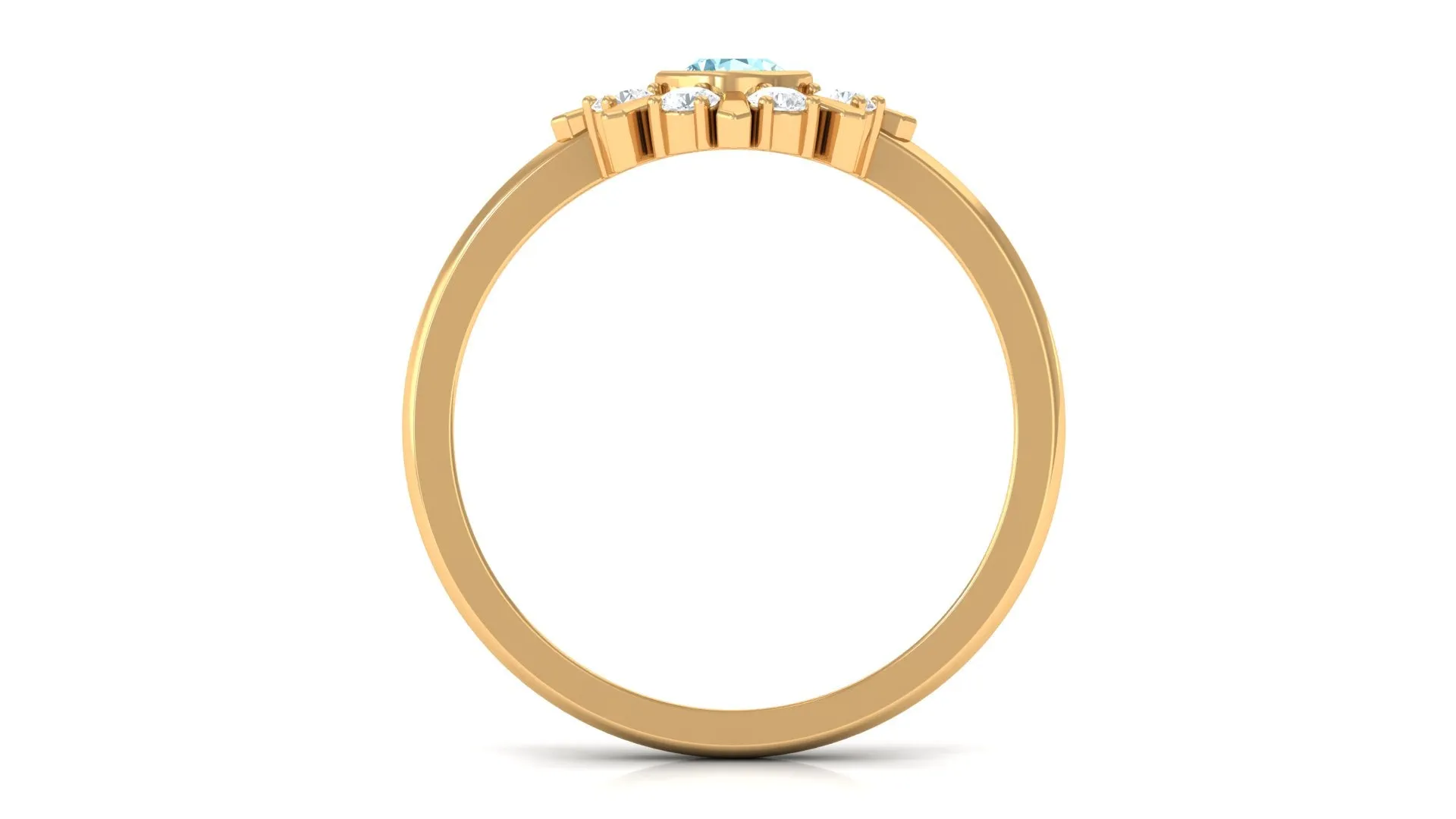 1/2 Carat Bezel Set Aquamarine Statement Ring with Diamond