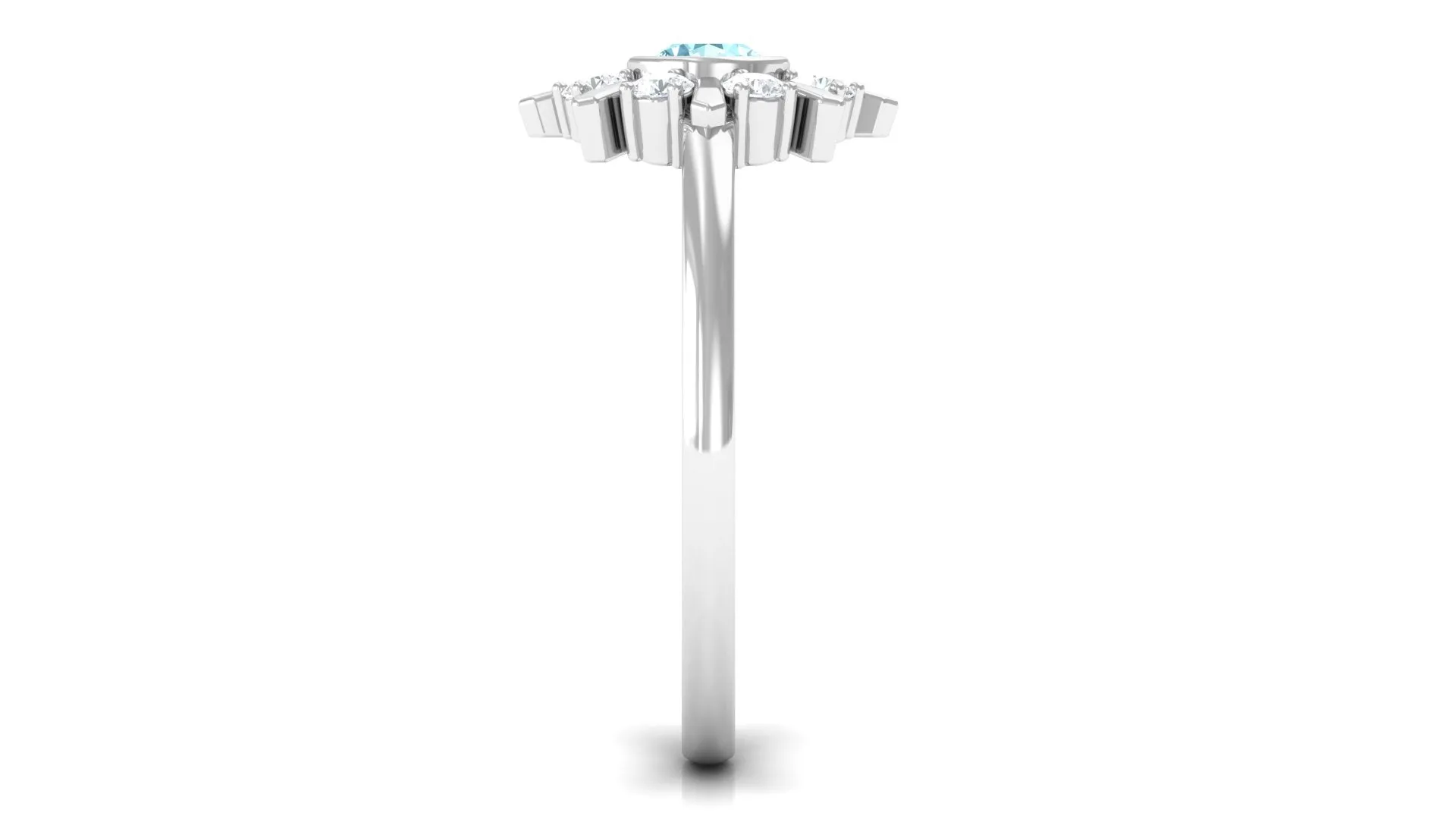 1/2 Carat Bezel Set Aquamarine Statement Ring with Diamond