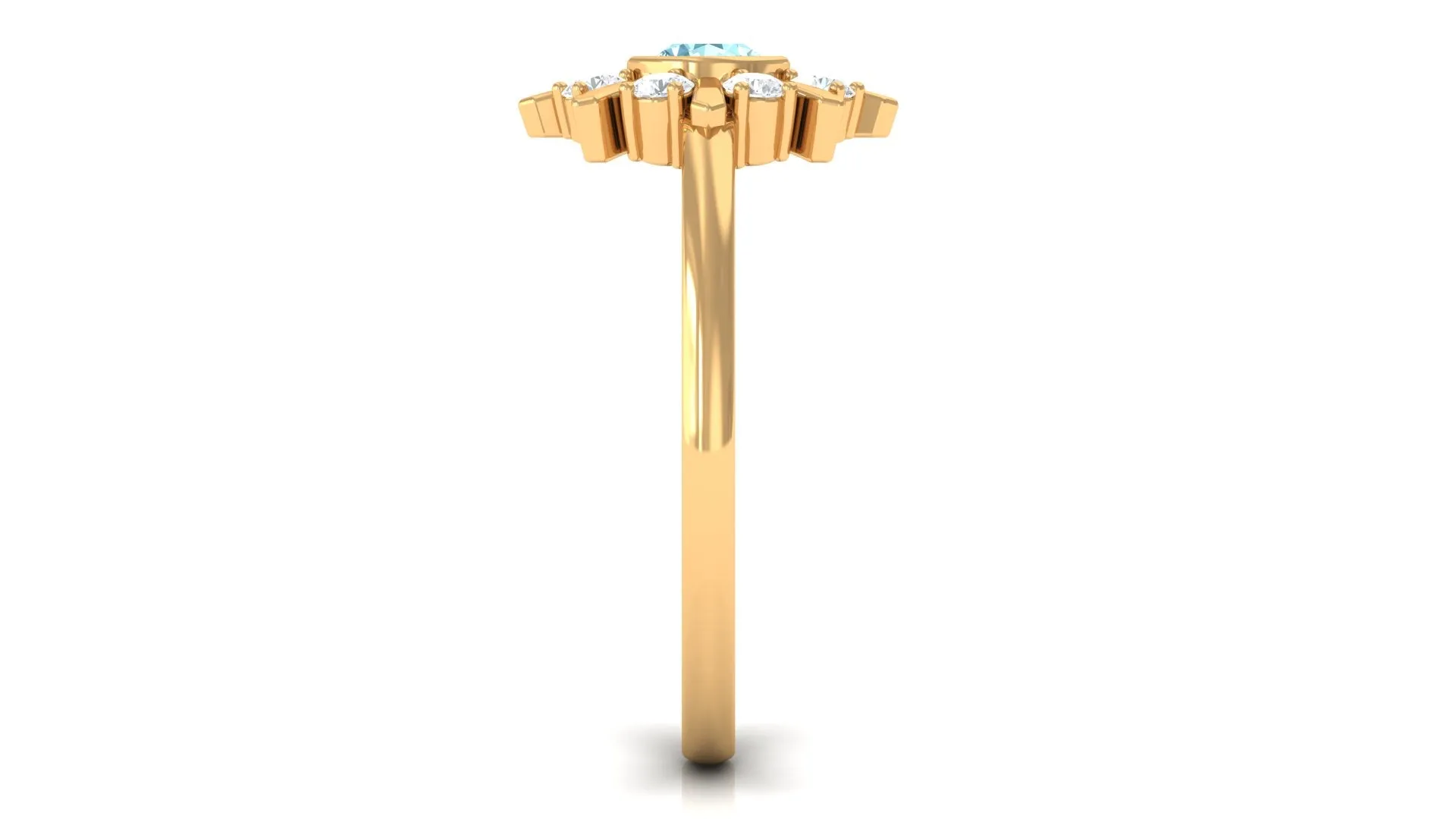 1/2 Carat Bezel Set Aquamarine Statement Ring with Diamond