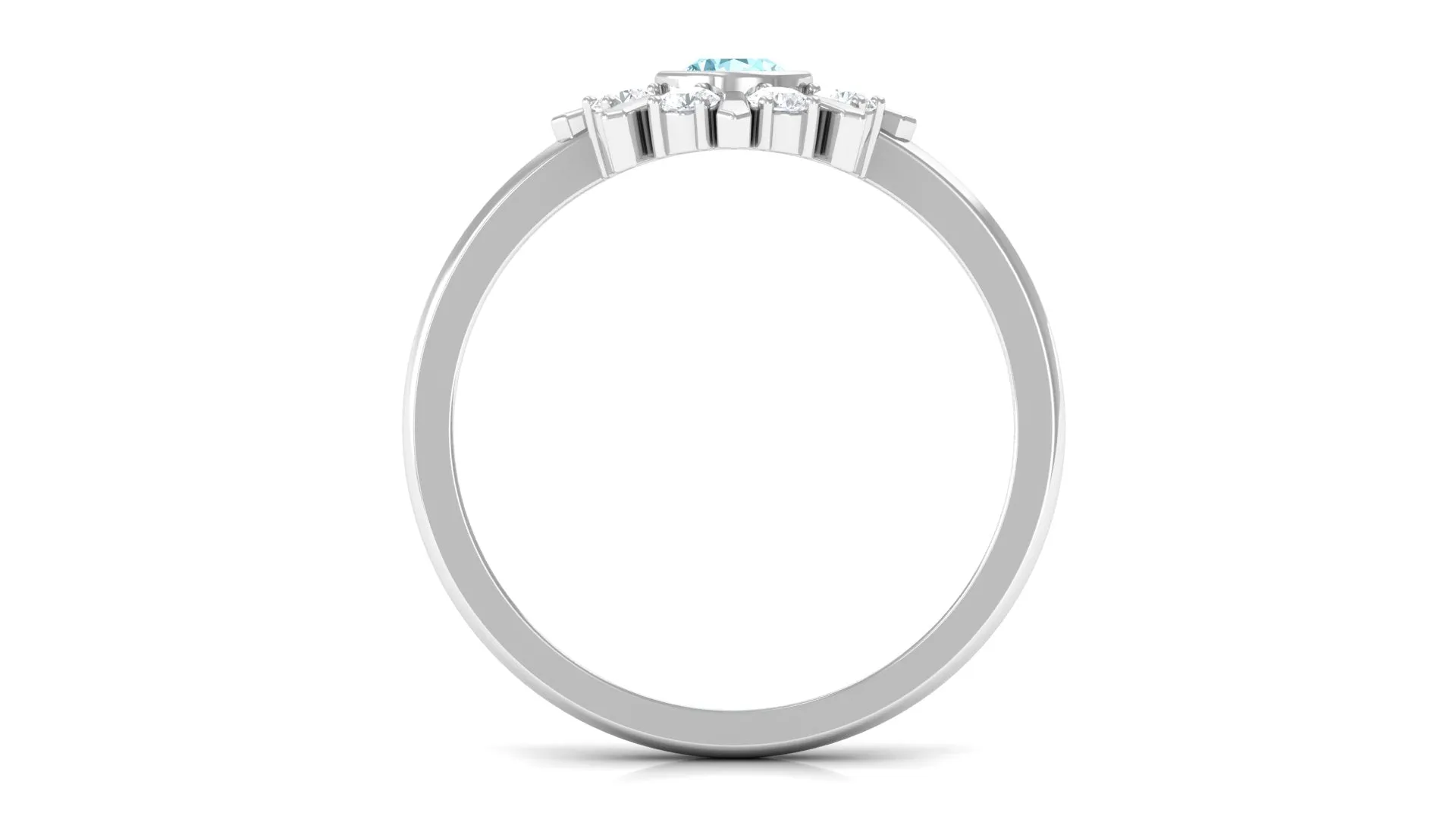 1/2 Carat Bezel Set Aquamarine Statement Ring with Diamond