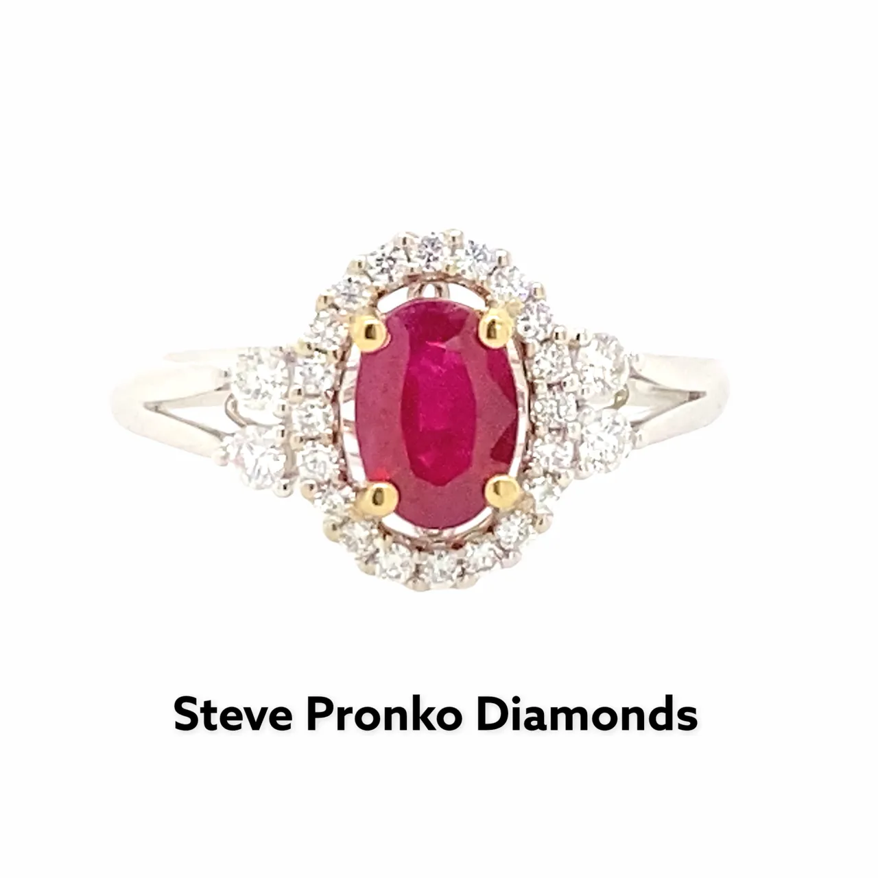 14 Karat Yellow Oval Ruby Ring