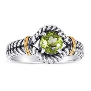 14K and 925 Sterling Sliver Ring with Peridot (145NR9079TPD)