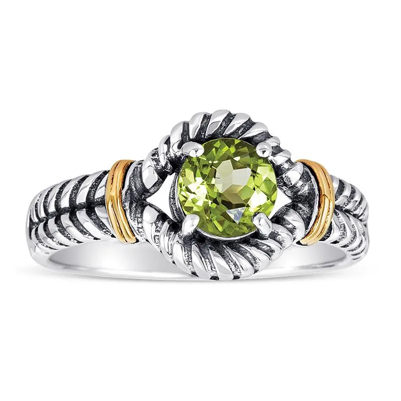 14K and 925 Sterling Sliver Ring with Peridot (145NR9079TPD)