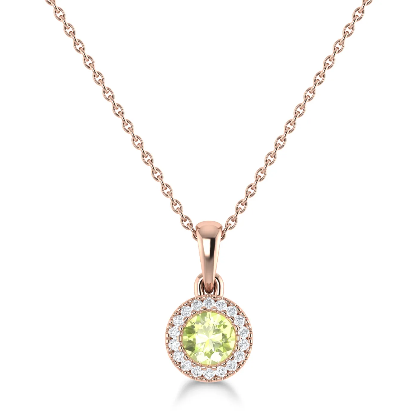 14K Gold Diamond & Peridot Circle Pendant