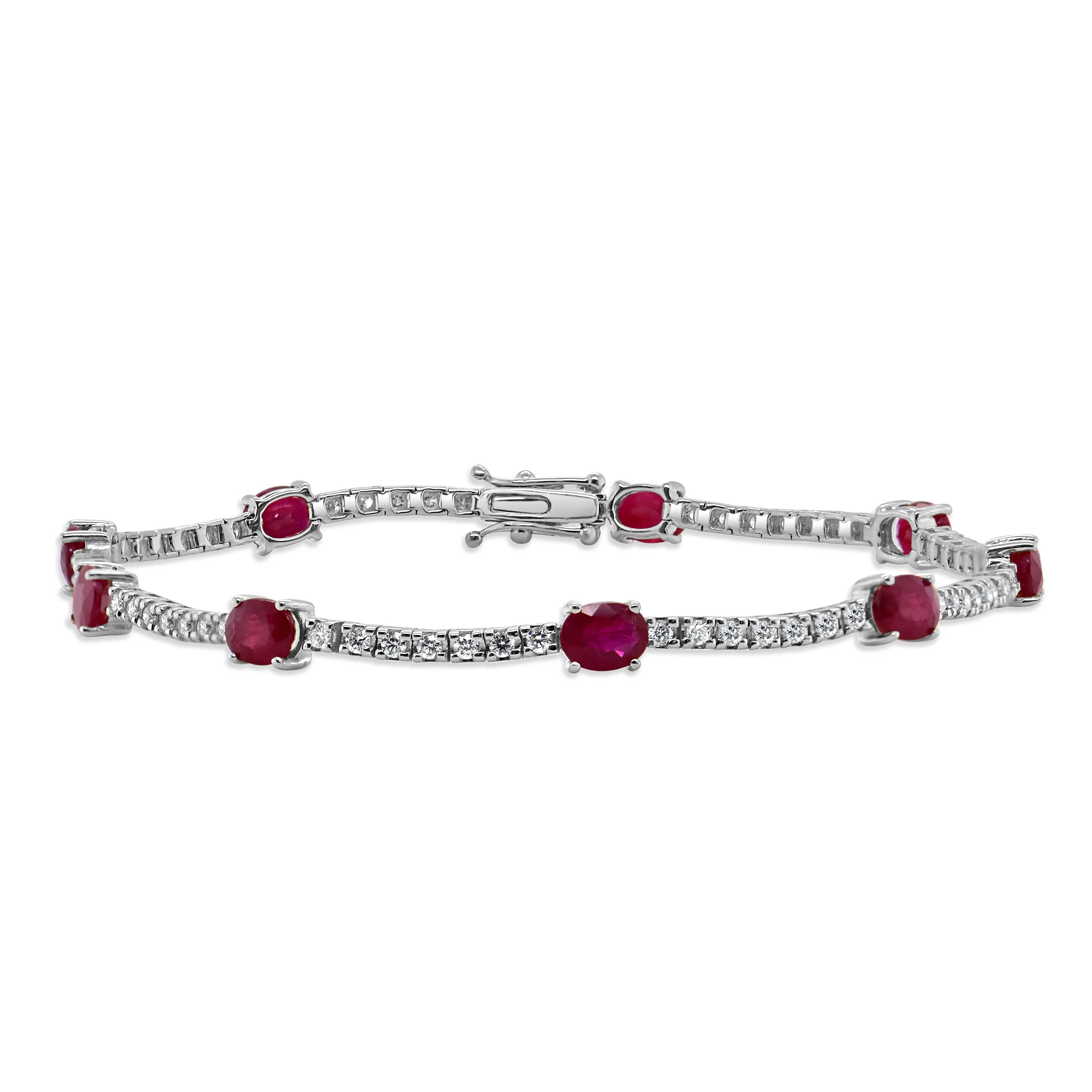 14K Gold Ruby & Diamond Station Tennis Bracelet