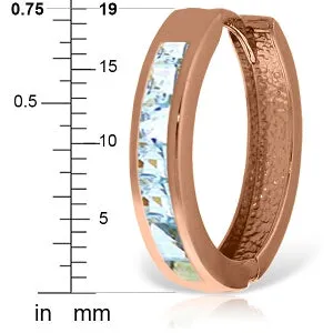 14K Solid Rose Gold Hoop Huggie Earrings w/ Aquamarines