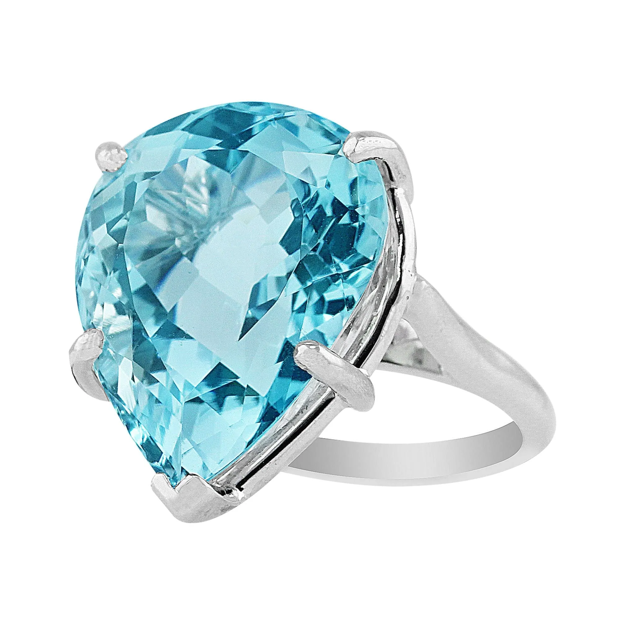 14k White Gold 16ct Aquamarine Ring