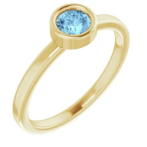 14K Yellow 4.5 mm Natural Aquamarine Ring