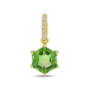 14K Yellow Gold 1.10ct. Hexagon Peridot & 0.03ct. Diamond Pendant
