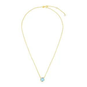 14k Yellow Gold 17 inch Necklace with Cushion Blue Topazrx70160-17-rx70160-17
