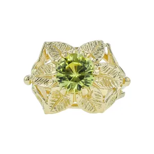 14K Yellow Gold Peridot Leaf Ring