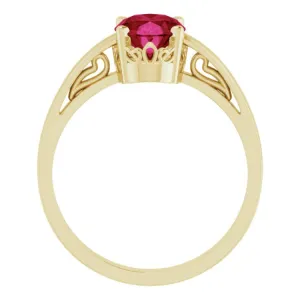 14K Yellow Lab-Grown Ruby Ring