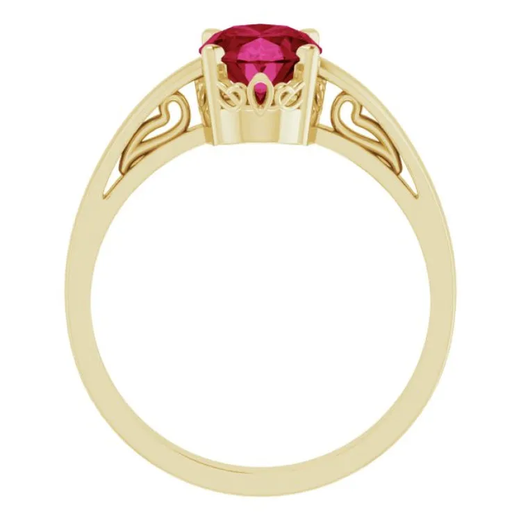 14K Yellow Lab-Grown Ruby Ring