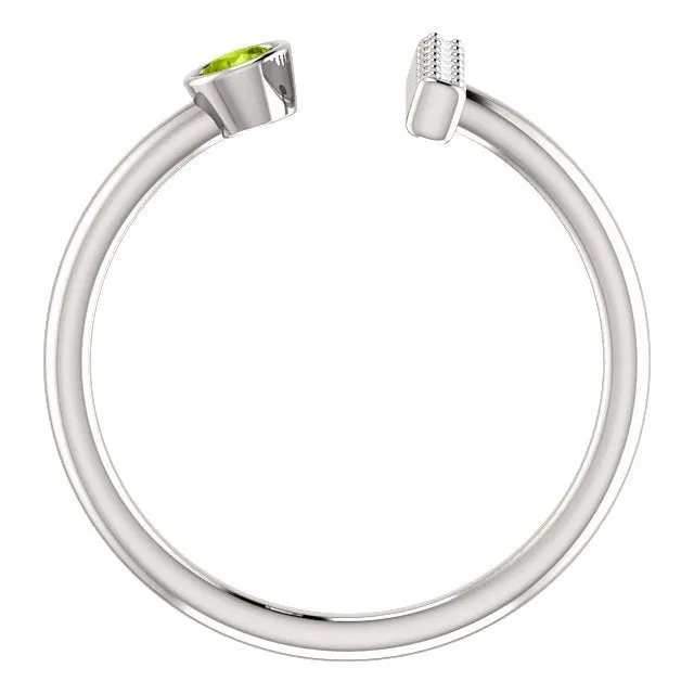 14KT GOLD .13 CT PERIDOT & .05 CTW DIAMOND BEZEL BAR RING