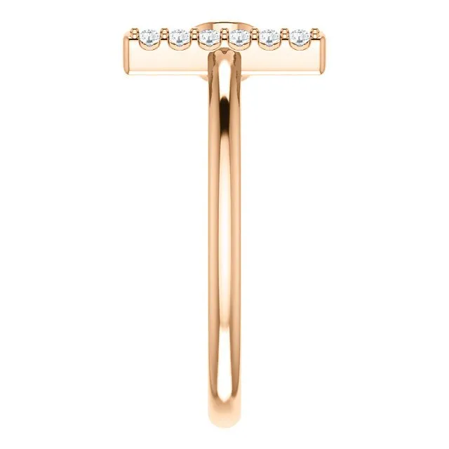 14KT GOLD .13 CT PERIDOT & .05 CTW DIAMOND BEZEL BAR RING