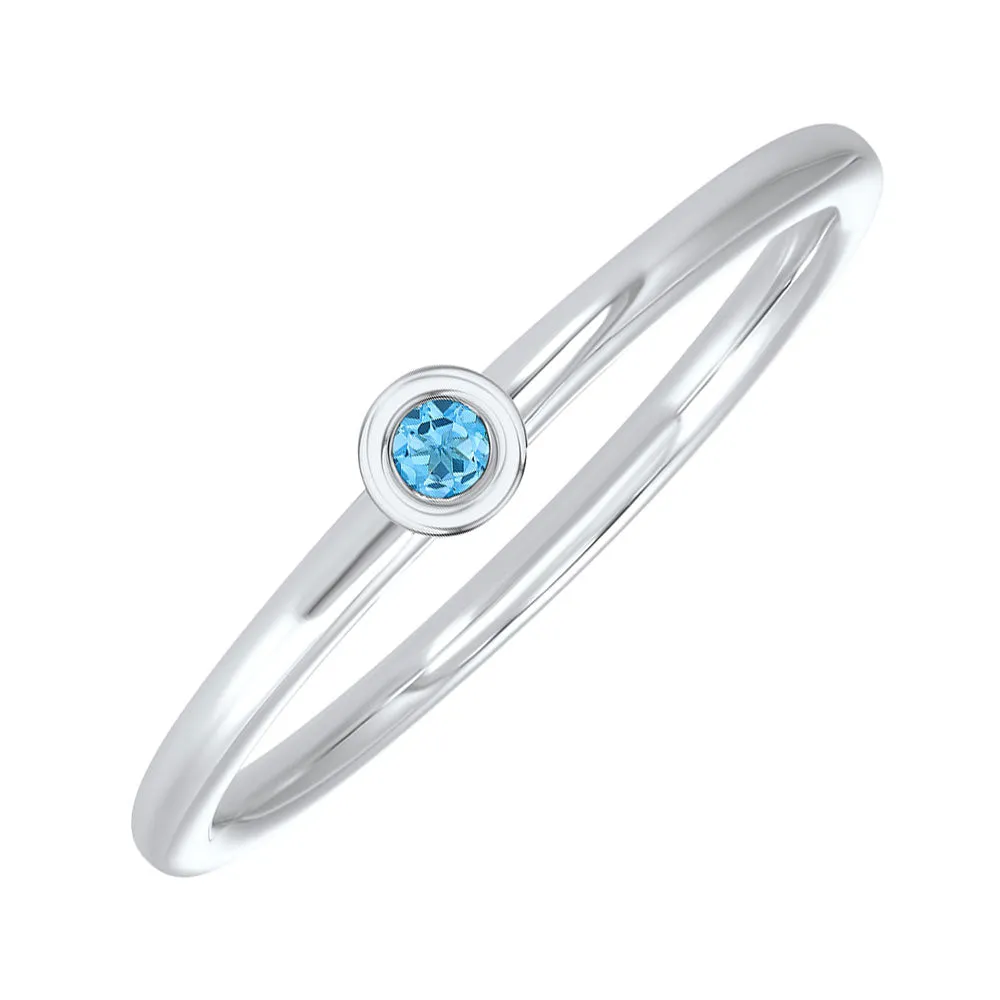 14Kt White Gold Aquamarine 1/20Ctw Ring