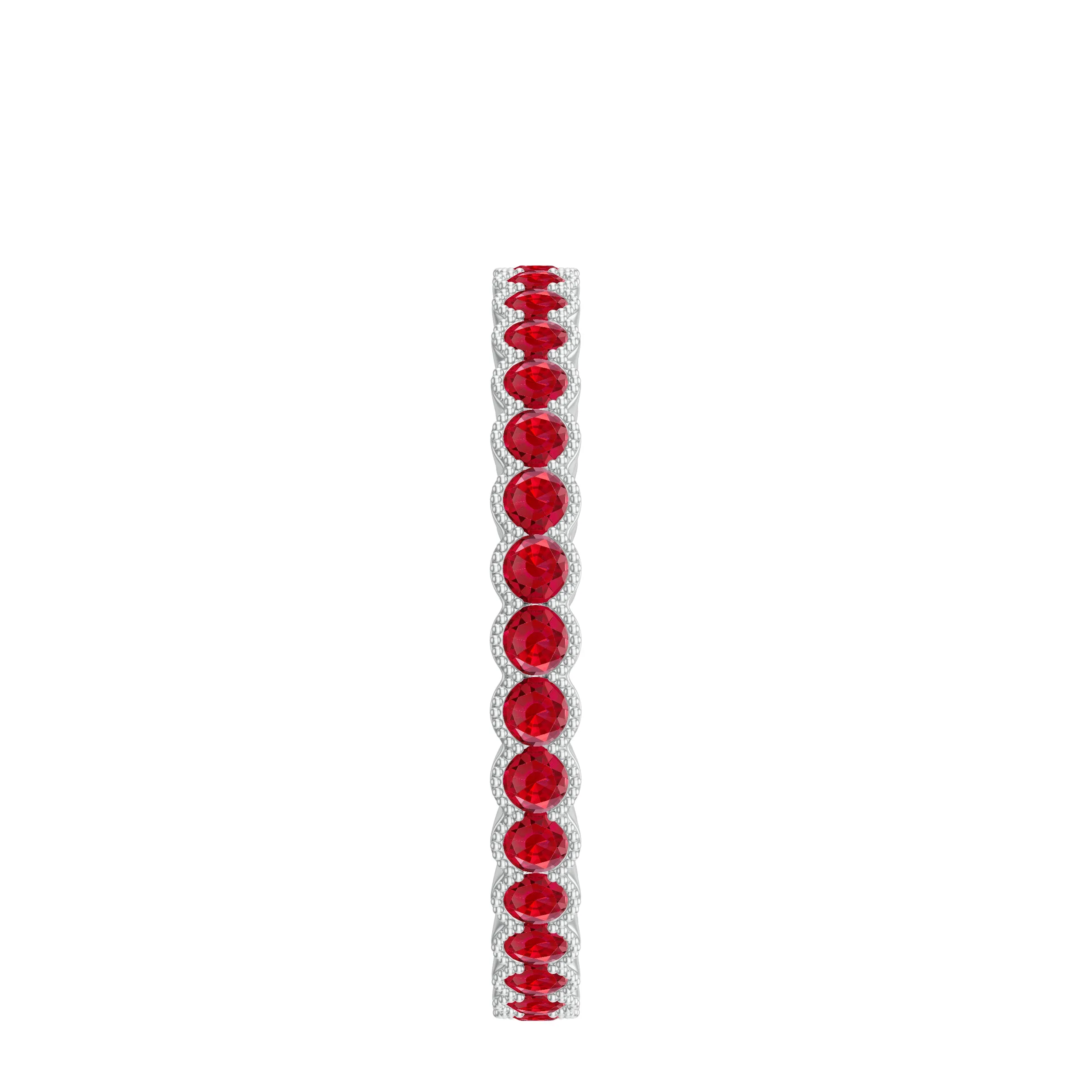 1.75 CT Lab Created Ruby Full Eternity Ring in Beaded Bezel Setting