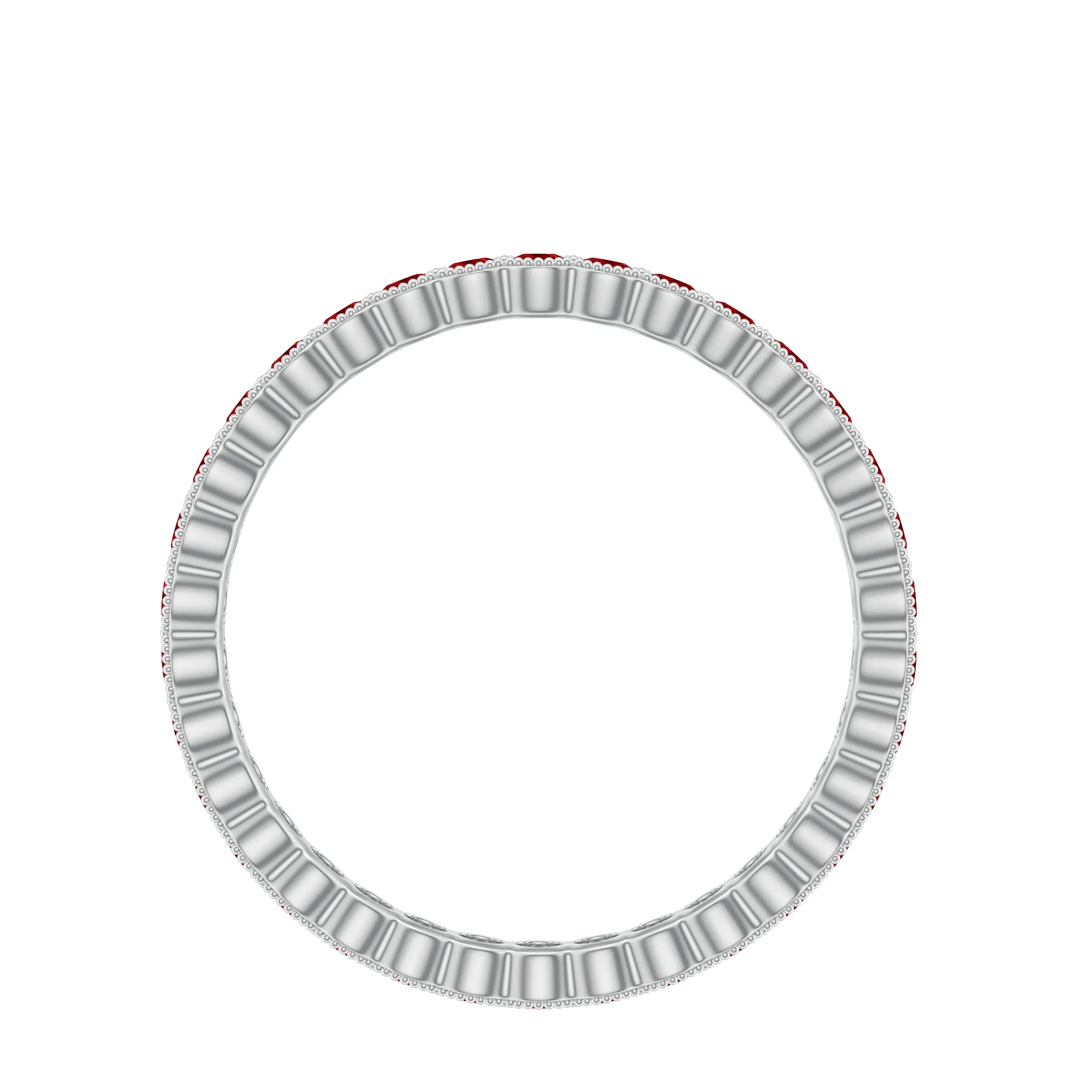 1.75 CT Lab Created Ruby Full Eternity Ring in Beaded Bezel Setting