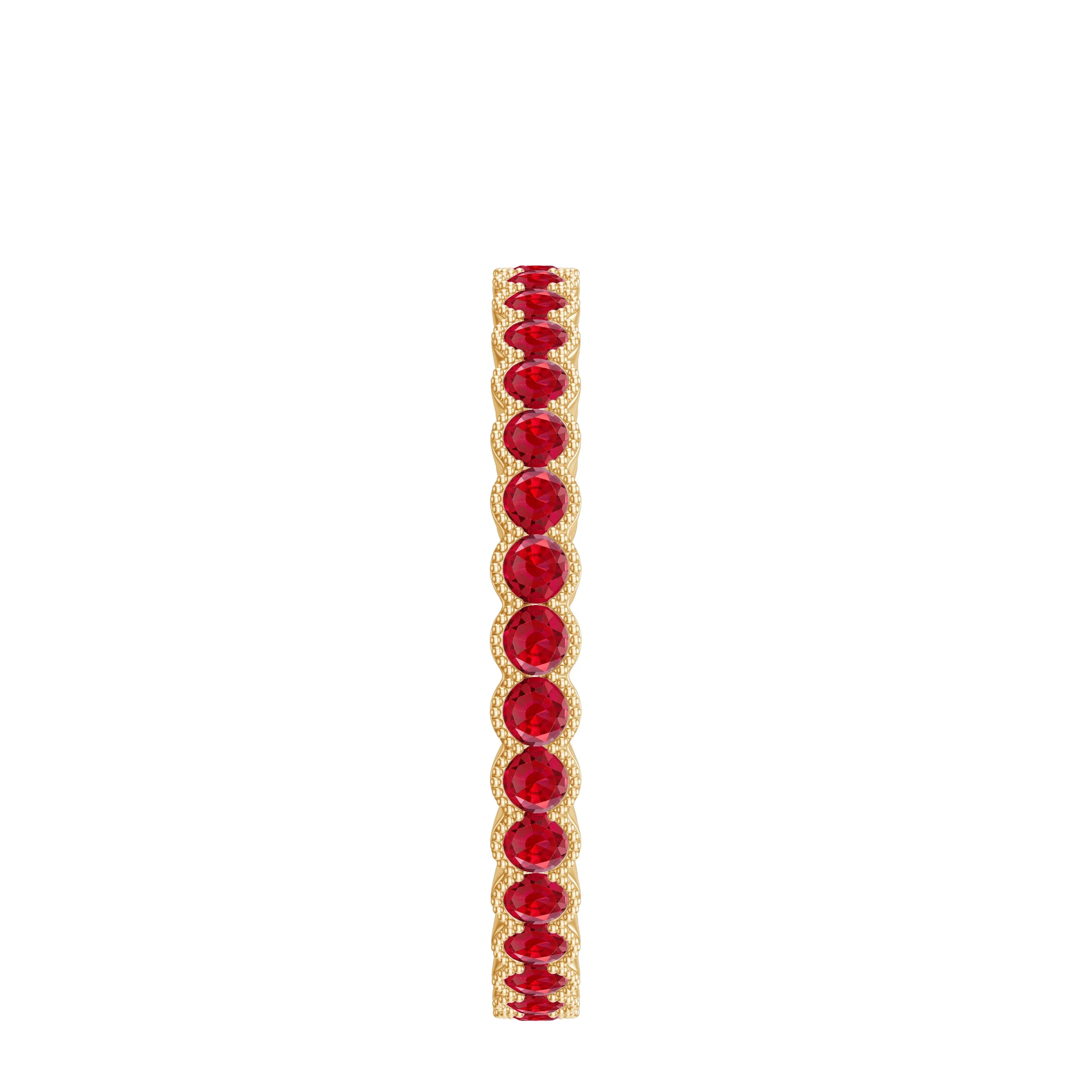 1.75 CT Lab Created Ruby Full Eternity Ring in Beaded Bezel Setting