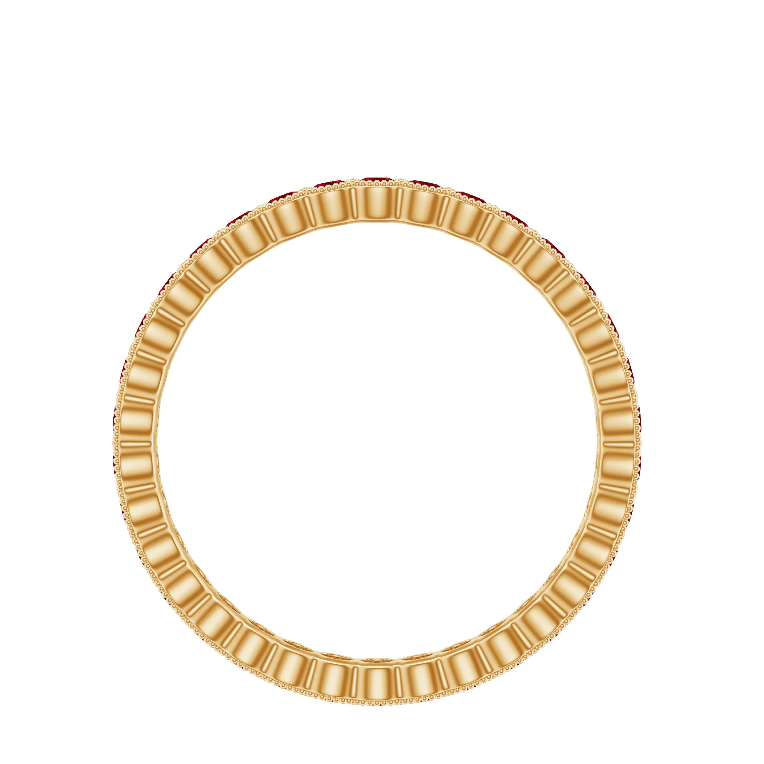 1.75 CT Lab Created Ruby Full Eternity Ring in Beaded Bezel Setting