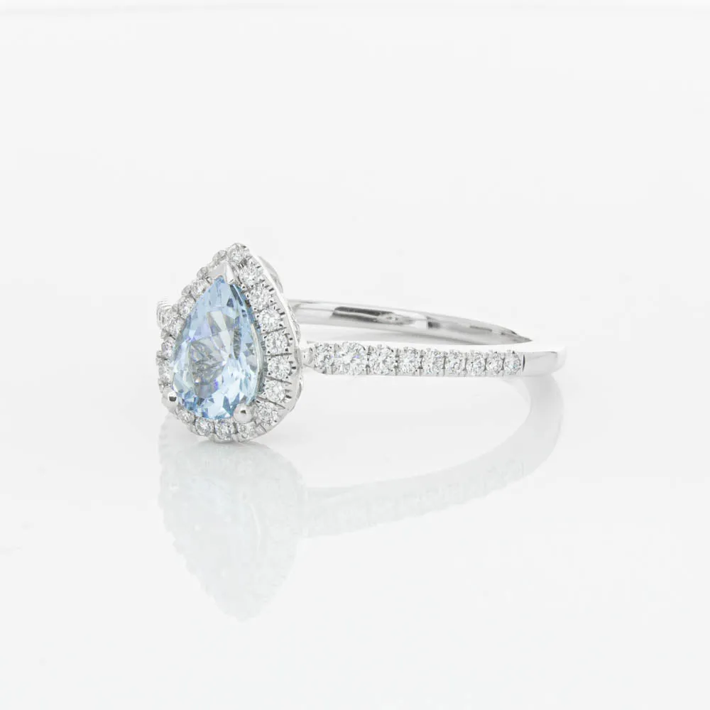 18ct White Gold .56ct Aquamarine & Diamond Mini Sierra Ring