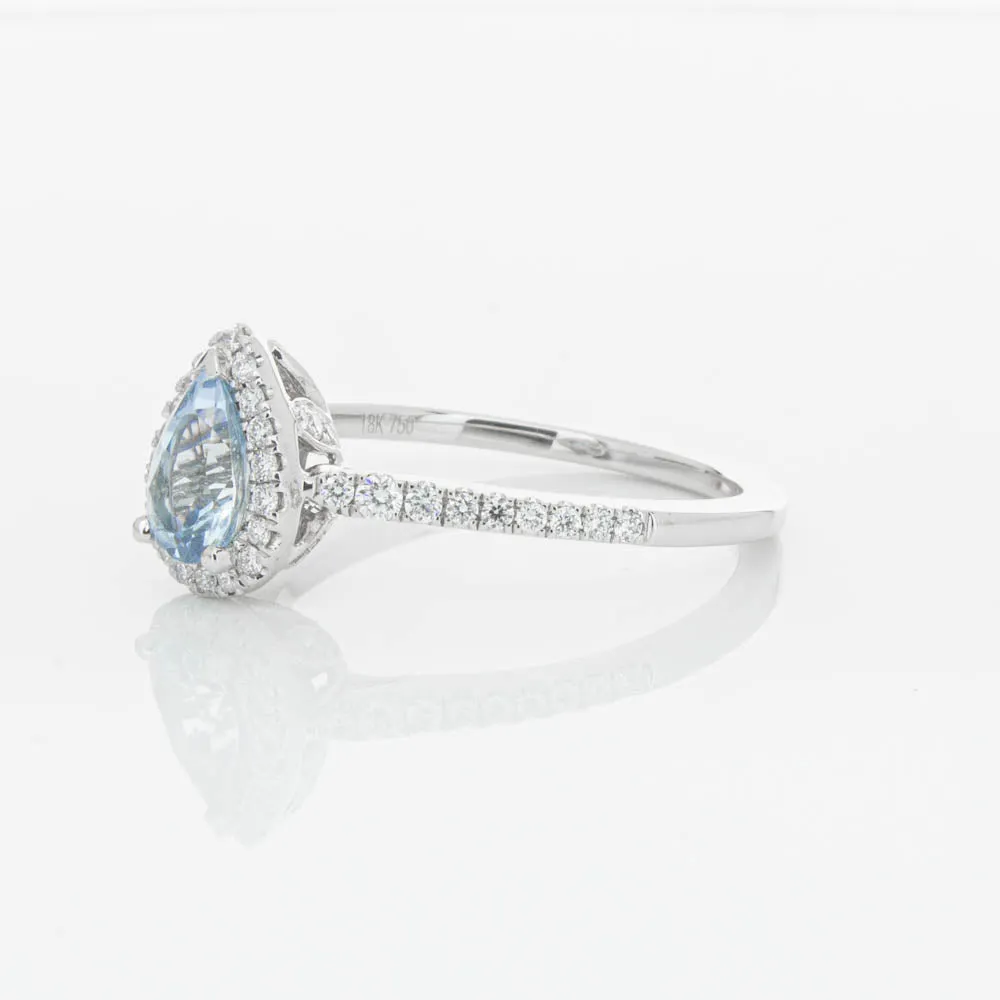 18ct White Gold .56ct Aquamarine & Diamond Mini Sierra Ring