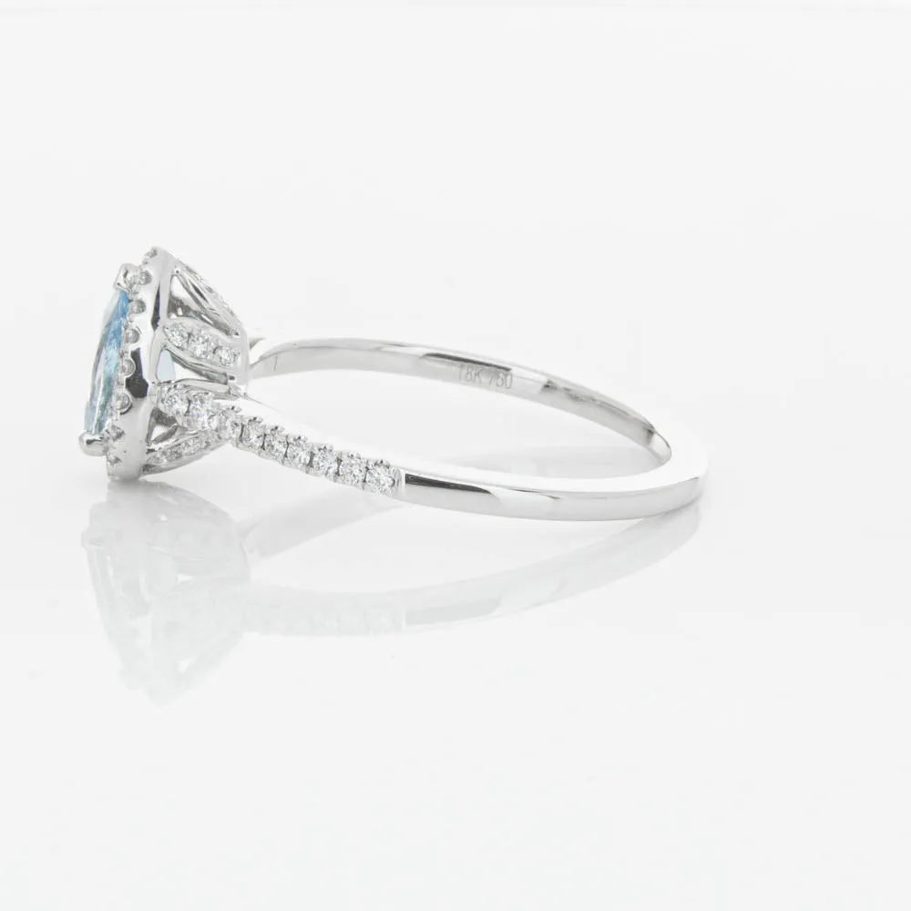 18ct White Gold .56ct Aquamarine & Diamond Mini Sierra Ring
