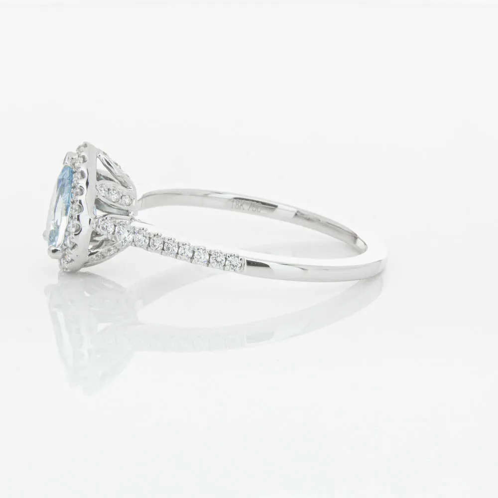 18ct White Gold .56ct Aquamarine & Diamond Mini Sierra Ring
