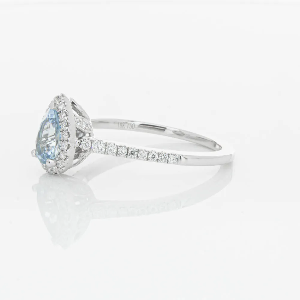 18ct White Gold .56ct Aquamarine & Diamond Mini Sierra Ring