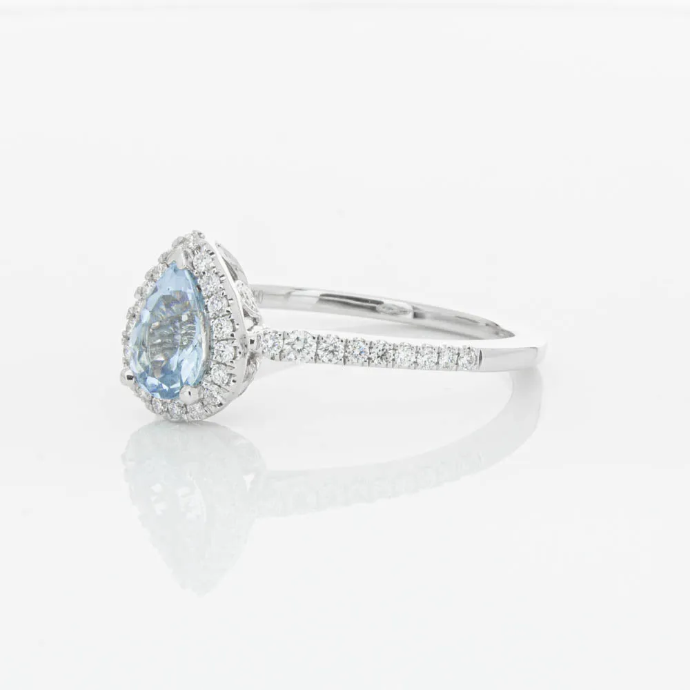 18ct White Gold .56ct Aquamarine & Diamond Mini Sierra Ring