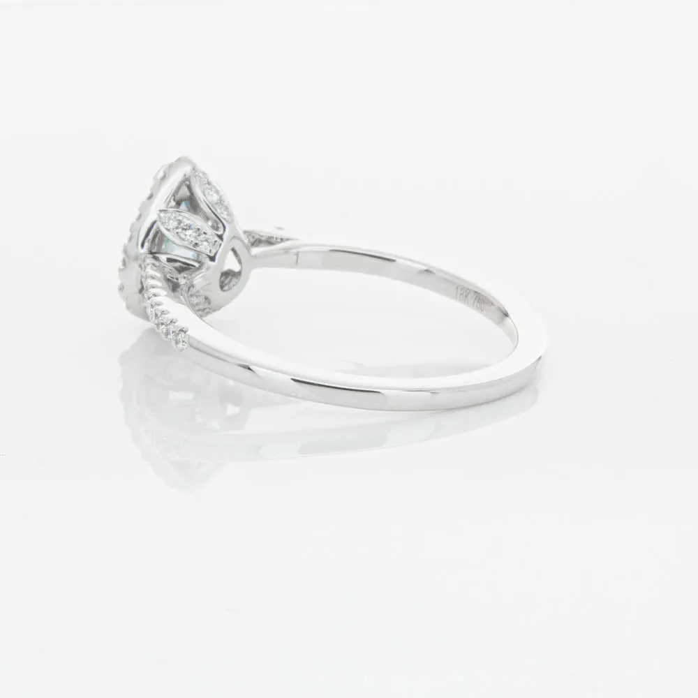 18ct White Gold .56ct Aquamarine & Diamond Mini Sierra Ring
