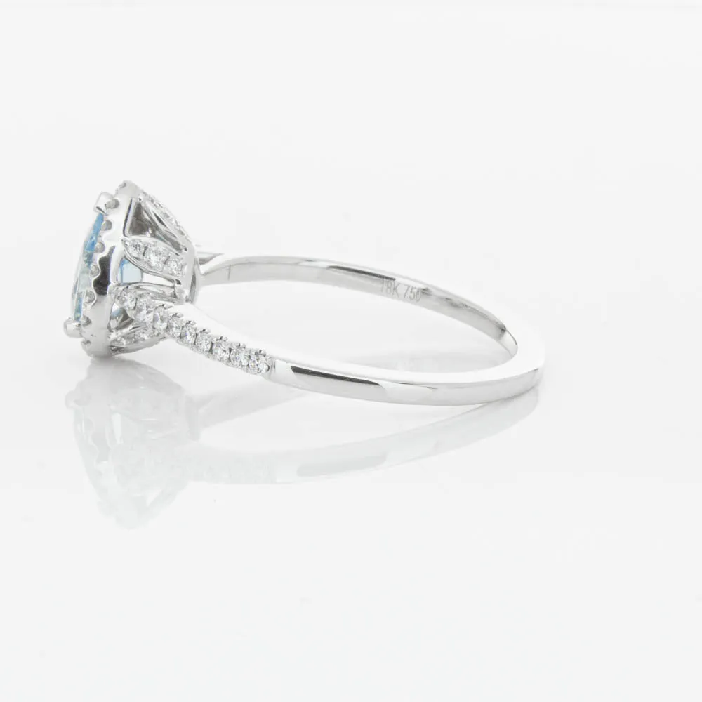 18ct White Gold .56ct Aquamarine & Diamond Mini Sierra Ring