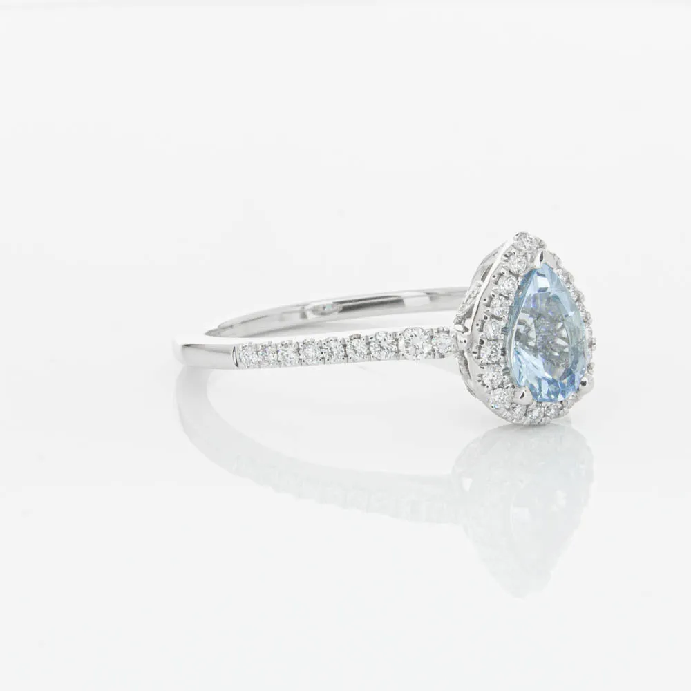 18ct White Gold .56ct Aquamarine & Diamond Mini Sierra Ring